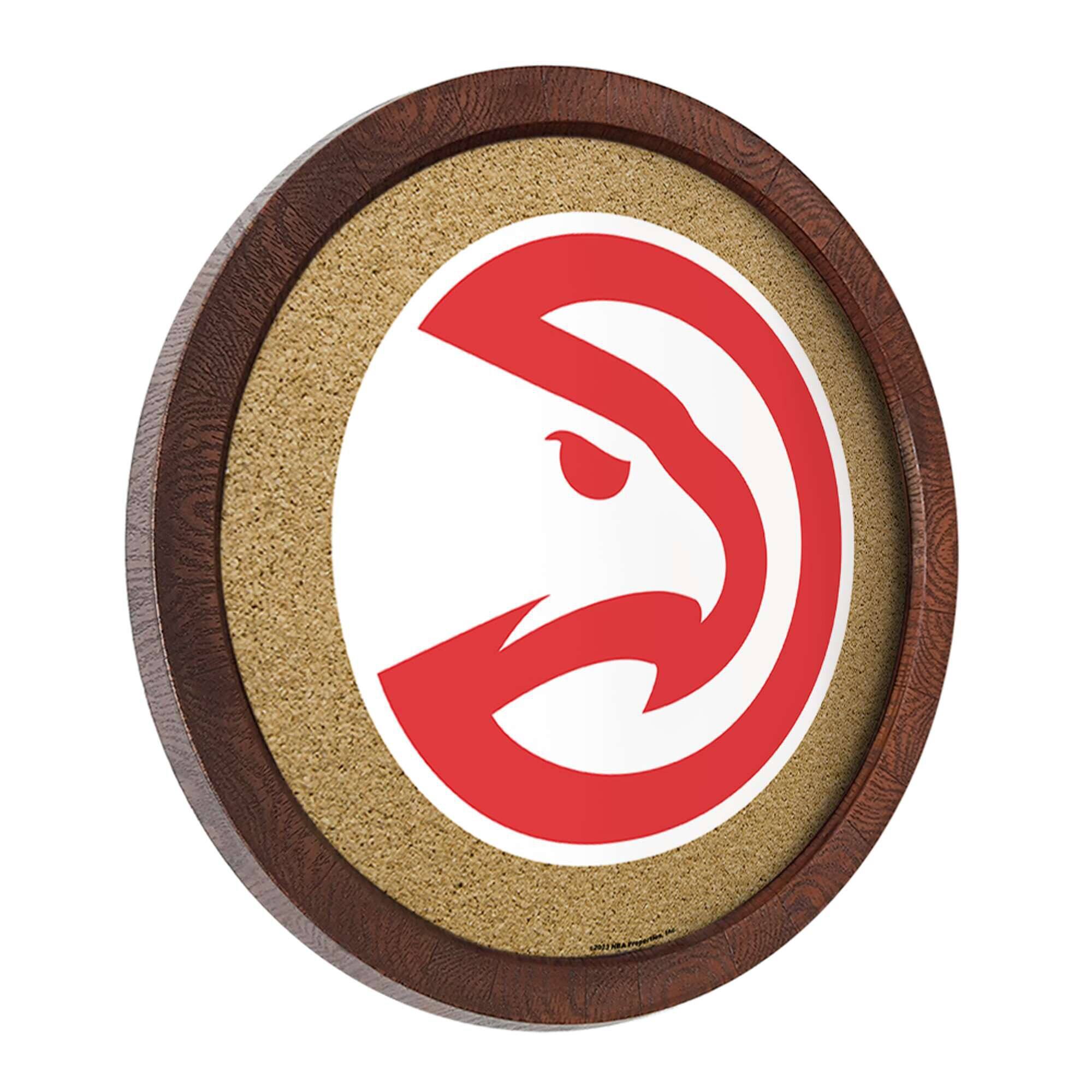 Alt View 1. The Fan-Brand - Atlanta Hawks 20.25'' Round Faux Barrel Framed Cork Board - Multicolor.