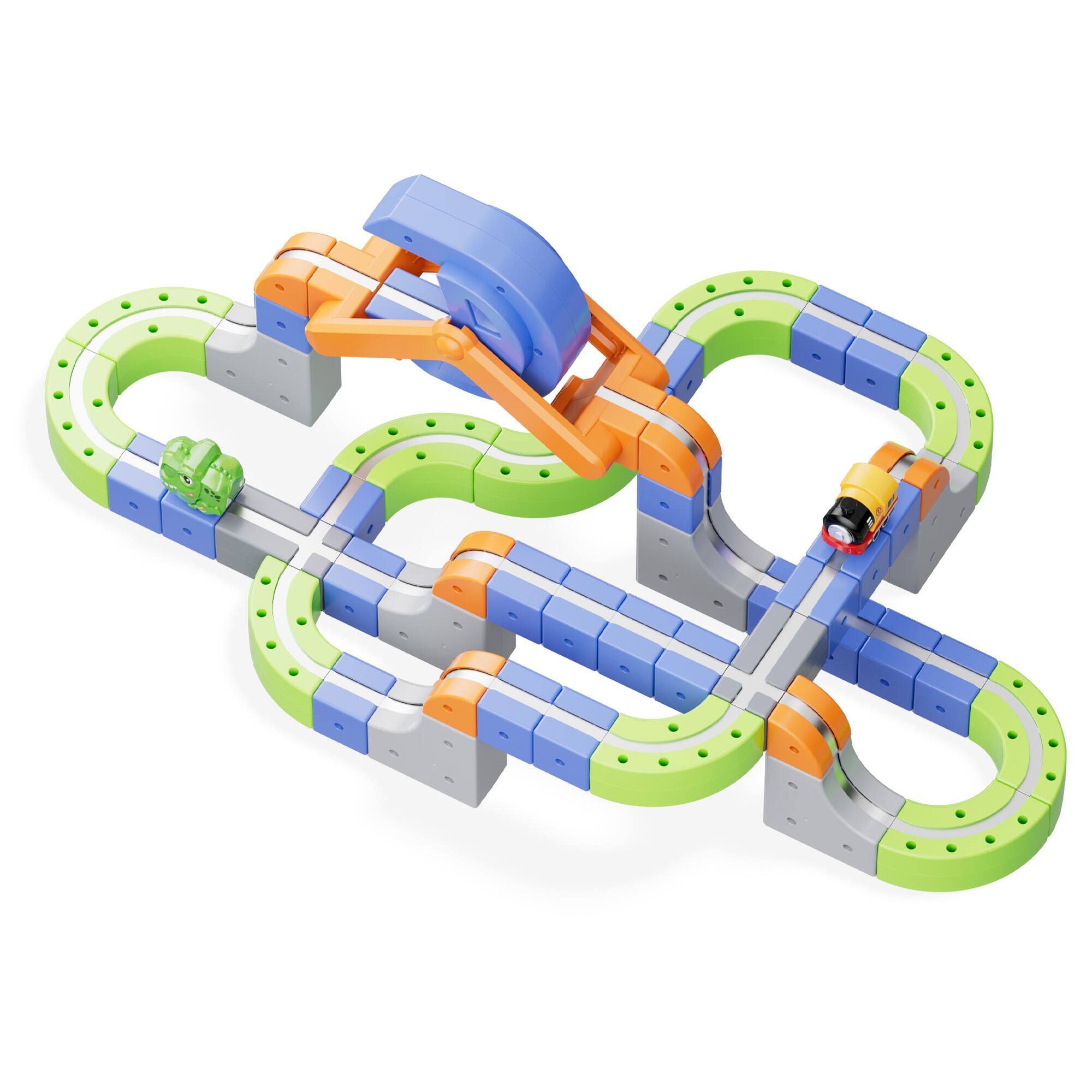 Left. Contixo - MT4 Magnetic Track 91-Piece 3D Building Set with Rechargeable Motorized Race Car, Ages 3+.