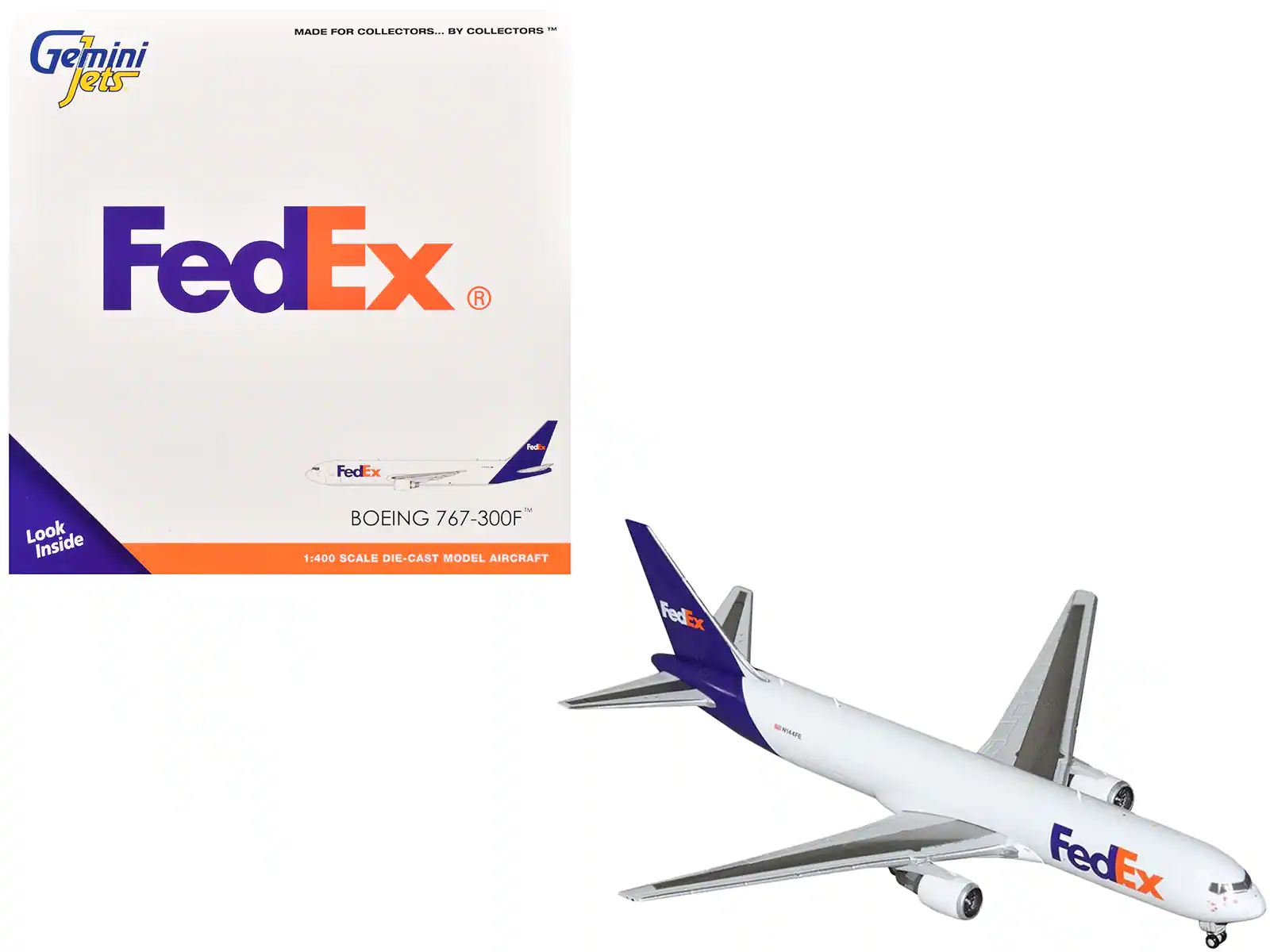 Gemini Jets  
MADE FOR COLLECTORS... BY COLLECTORS™  

FedEx®  

Look Inside  

BOEING 767-300F™  
1:400 SCALE DIE-CAST MODEL AIRCRAFT