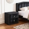 Front. Parrot Uncle - Modern Velvet Fabric Nailhead Trim Nightstand Bedside Table with Drawer and Crystal-like Knobs - Black.