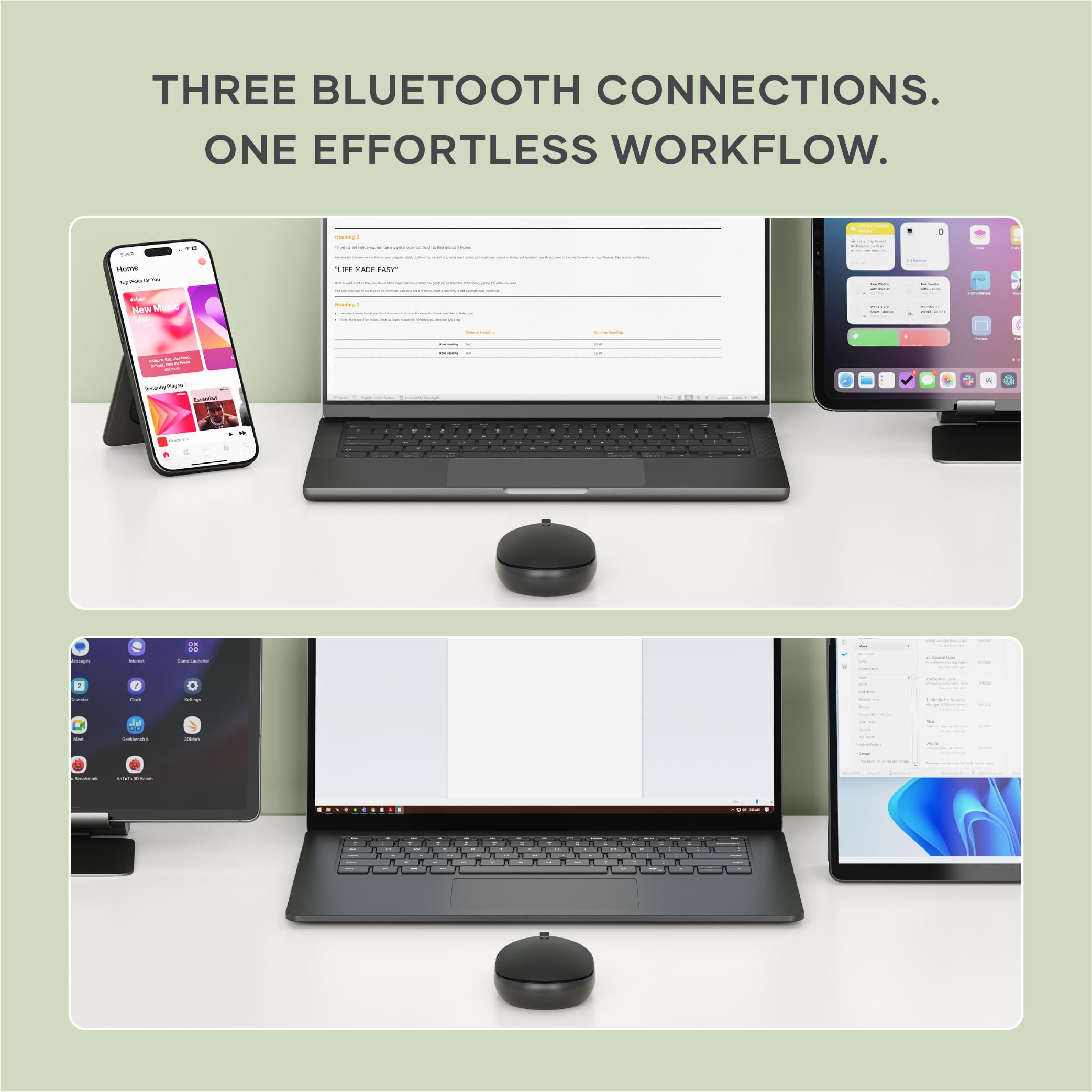 THREE BLUETOOTH CONNECTIONS. ONE EFFORTLESS WORKFLOW.