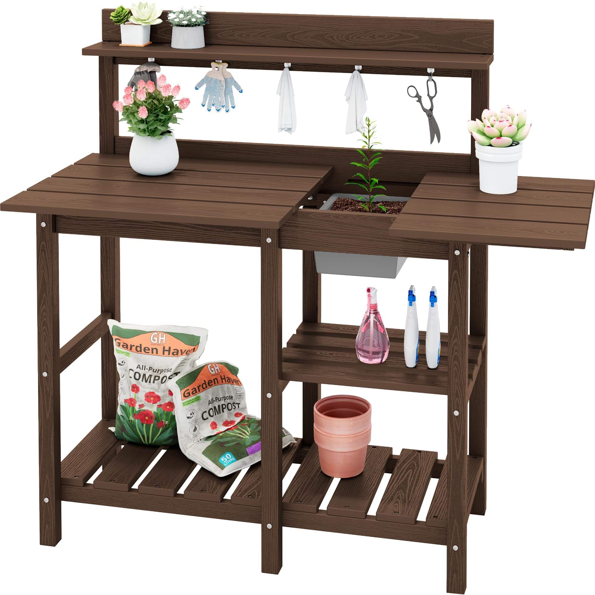 SERWALL - Outdoor Potting Bench with Removeable Sink, Rot-resistant HDPE Potting Table for Outside Gardening, All Weather Use - Coffee price history on PriceWatchPro