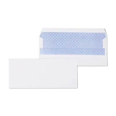 Front. Staples - Self Seal Self Seal Security Tinted #10 Business Envelopes, 4 1/8" x 9 1/2", 500/Box - White.