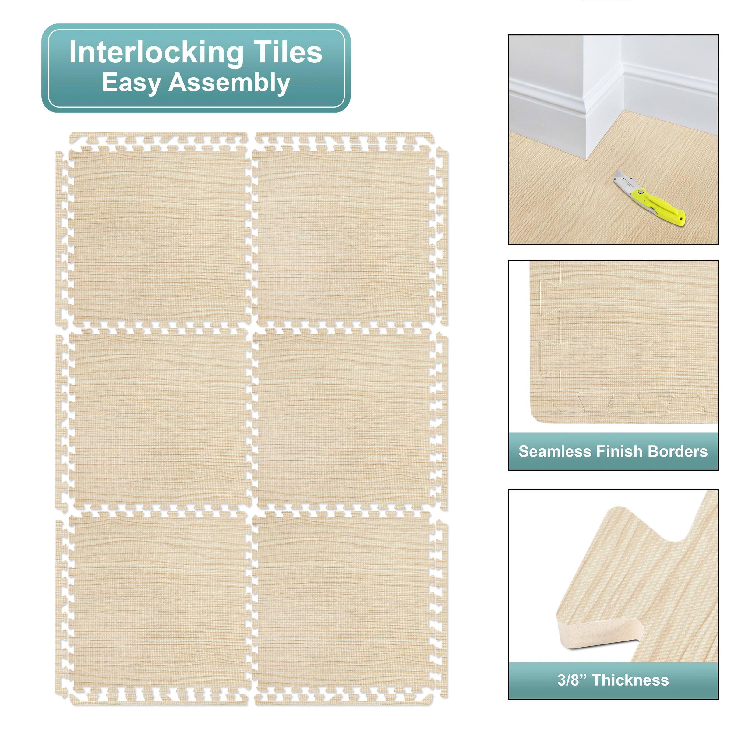 Interlocking Tiles  
Easy Assembly  

Seamless Finish Borders  

3/8" Thickness
