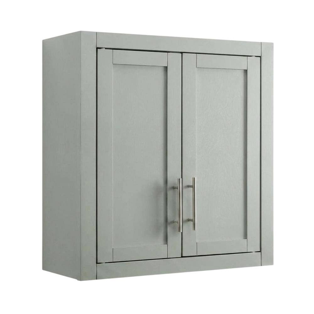 Front. FurniFact - Gray Wall-Mount Storage Cabinet - Gray.