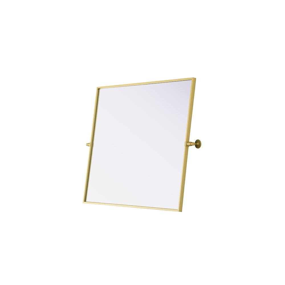 Left. Elegant Kitchen and Bath - Amoura 30X36 Pivot Mirror In Brass - Brass.