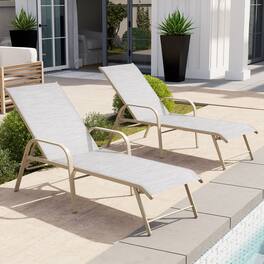 Crestlive Products - Outdoor Lounger Aluminum Adjustable Chaise Lounge Chairs with Arms (Set of 2) - Mix Color