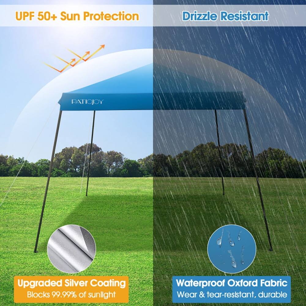 UPF 50+ Sun Protection  
Drizzle Resistant  
PATIOJOY Upgraded Silver Coating Blocks 99.99% of sunlight  
Waterproof Oxford Fabric Wear & tear-resistant, durable