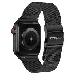 StrapsCo - Pro Mesh Strap Stainless Steel Watch Band For Apple Watch - 44mm/45mm/46mm/49mm (Medium-Long) - Black