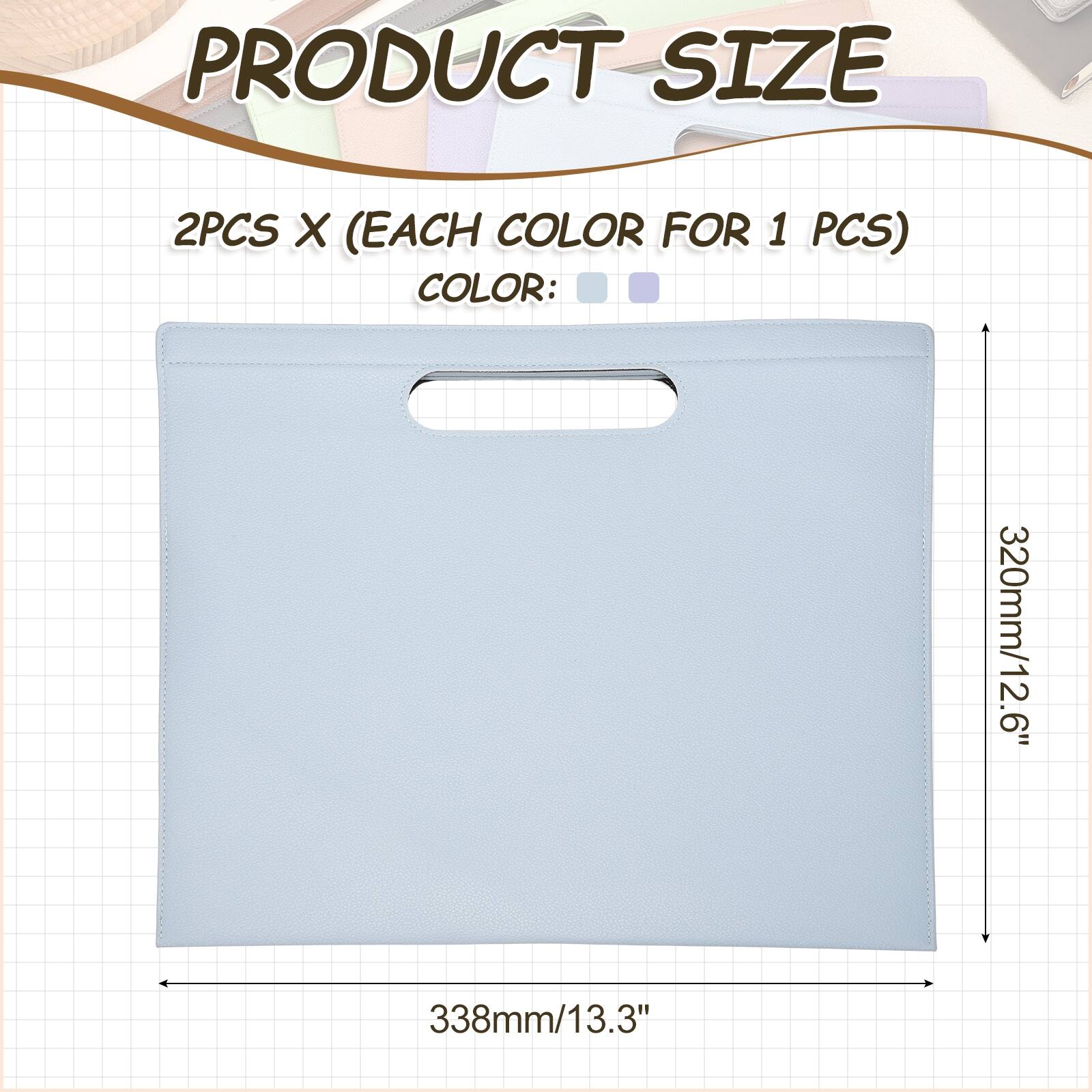 PRODUCT SIZE  
2PCS X (EACH COLOR FOR 1 PCS)  
COLOR:  
320mm/12.6"  
338mm/13.3"