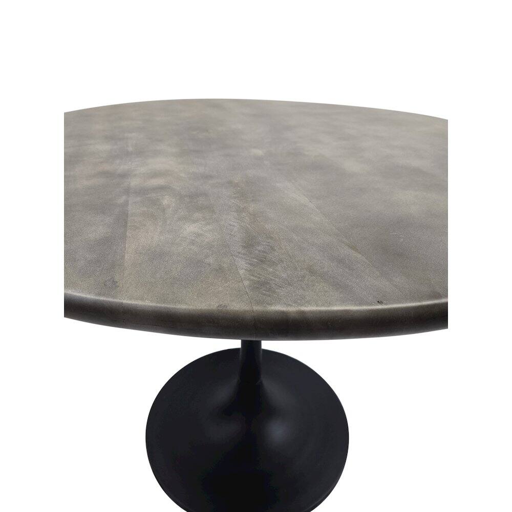 Alt View 3. Carolina Chair & Table - Alden Wood Top 36" Round Dining Table - Fog Gray Top - Black Base - Grey.