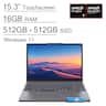 Lenovo - Upgraded - IdeaPad Slim 3 15.3" FHD+ Touchscreen Laptop - AMD Ryzen 7 170 2025 - 16GB Memory - 1TB SSD(512GB+512GB) - Luna Grey