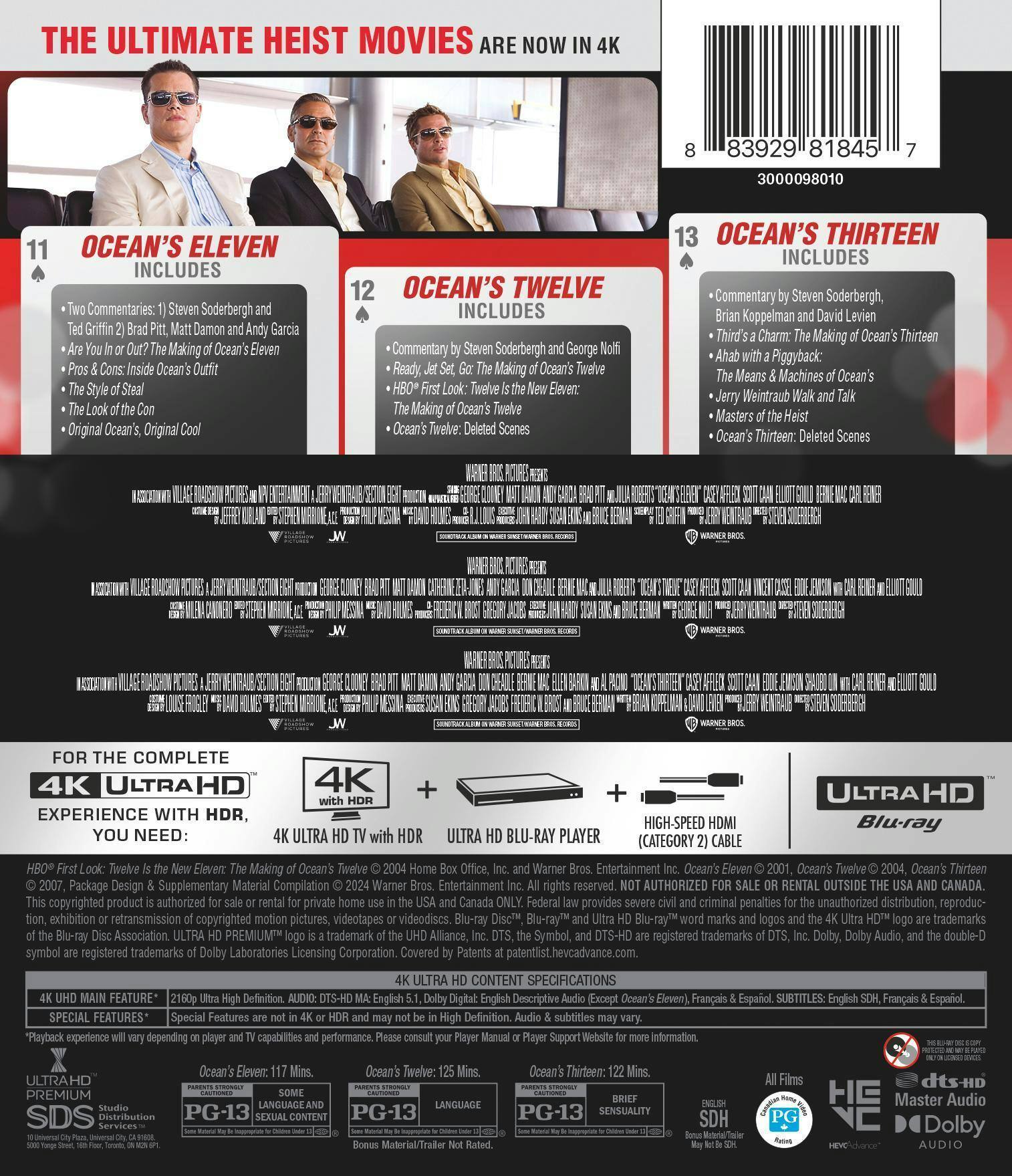 洋画・外国映画 OCEAN'S TRILOGY 4K ULTRA HD & BLU-RAY Warner Bros Ocean's Trilogy: Crime, Thriller, Drama, Comedy