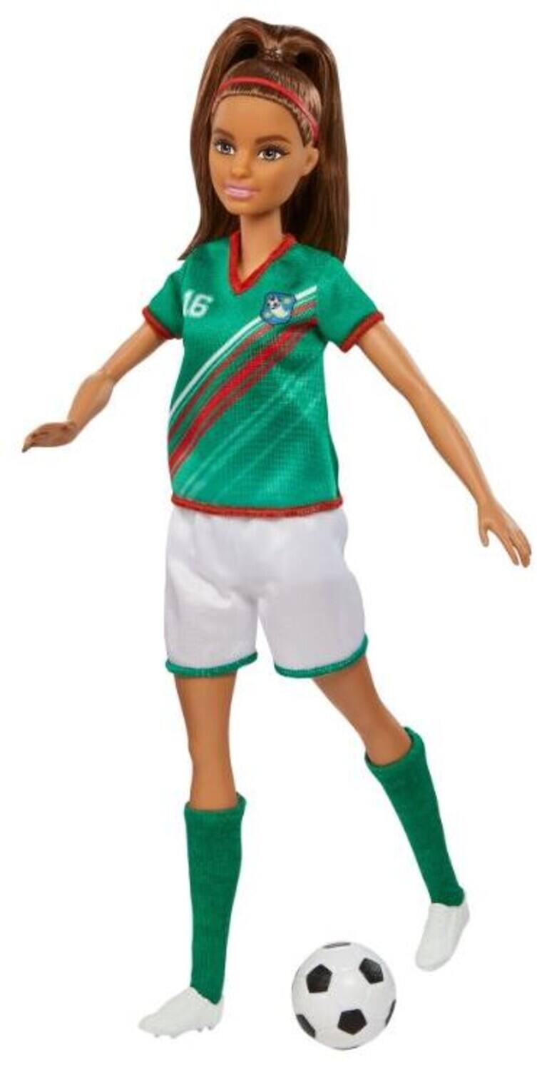 Alt View 2. Mattel - Barbie I Can Be Soccer Player, Brunette, Green & Red Uniform   - Collectibles - Multicolor.