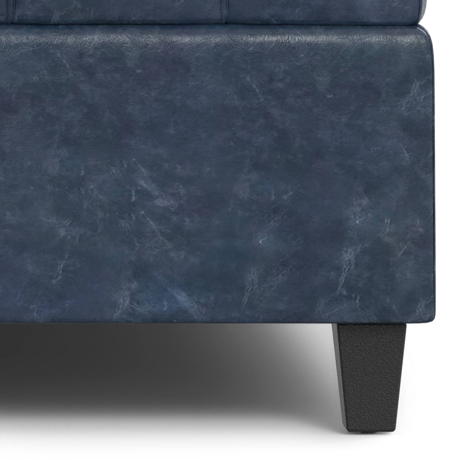 Alt View 7. Simpli Home - Harrison 40 inch Wide Large Square Coffee Table Storage Ottoman in Denim Blue Vegan Leather - Denim Blue.
