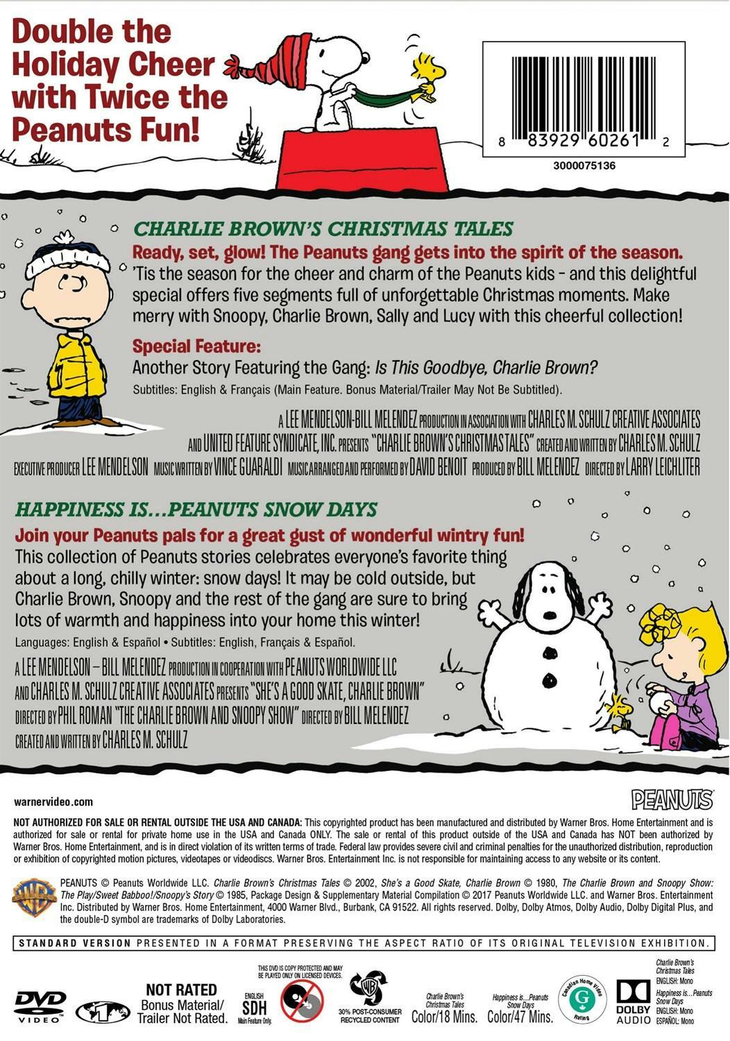 Back. Charlie Brown's Christmas Tales/Happiness is#Peanuts Snow Days (DVD Double Feature) [DVD].