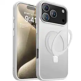 Entronix - Magnetic iPhone 17 Pro Case - Translucent Frosted Matte with Gripstand - White