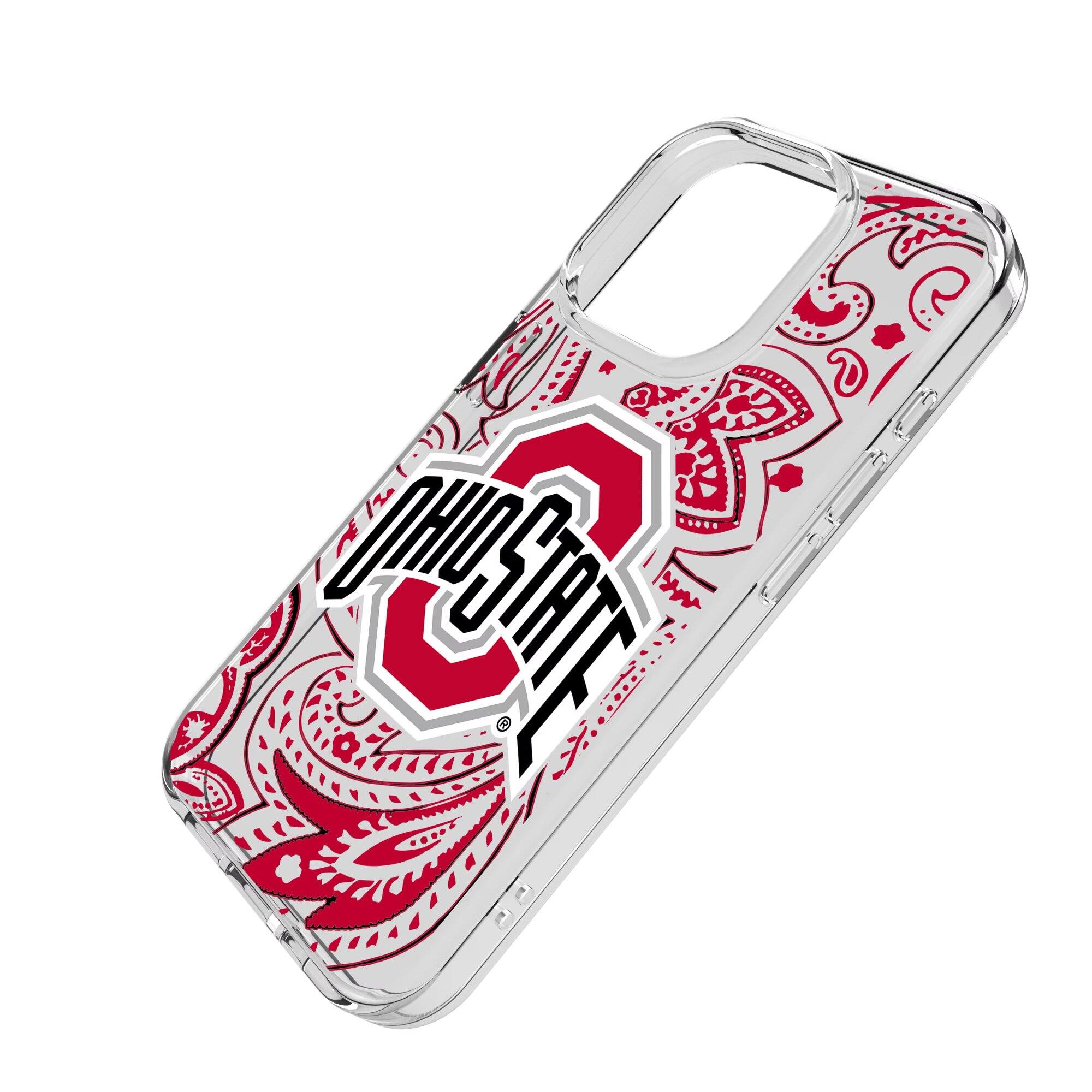 Alt View 1. Keyscaper - Ohio State Buckeyes iPhone Paisley Design Clear Case - 14 Plus - Multicolor.