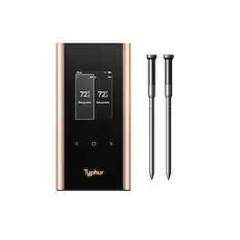 Typhur - Sync Gold Dual Smart Wireless Meat Thermometer, 3000 FT Sub-1G Enhanced Signal, WiFi Unlimited Range, 6 Sensor Probe - Black/Gold