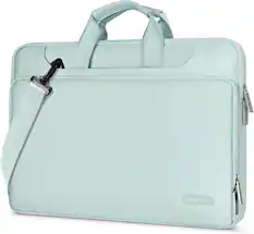 Front. mosiso - 360 Protective Laptop Bag 15.6 inch,Computer Carrying Case with Shoulder Strap for MacBook Air Pro 15 16 HP Dell Asus - Mint Green.