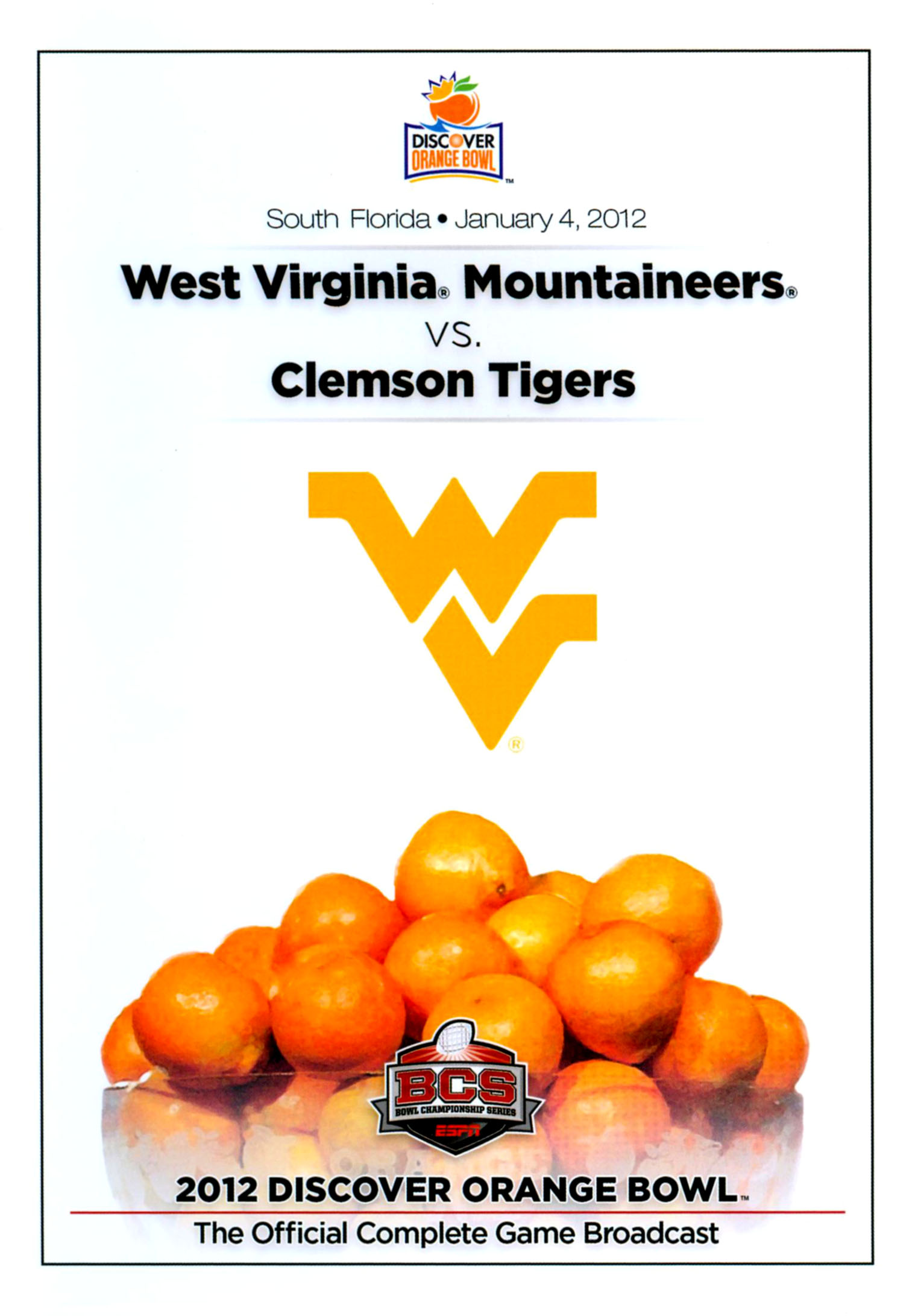 2012 Discover Orange Bowl: West Virginia Mountaineers vs. Clemson Tigers [DVD] [2012]