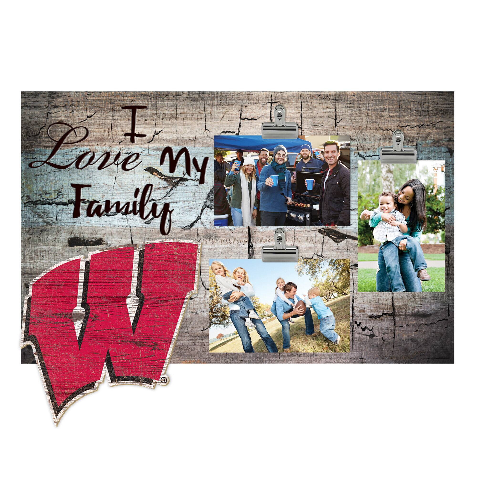 Wisconsin Badgers 11" x 19" I Love My Family Clip Photo Frame
