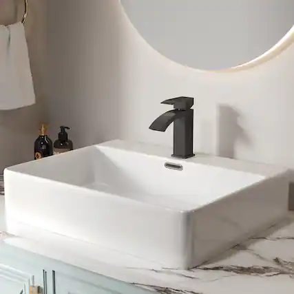 Front. Bothwa Home - Bothwa Home BF-HD1203-MB 6 - Inch Idris Single Handle Bathroom Faucet in Matt Black Finish - Matt Black.