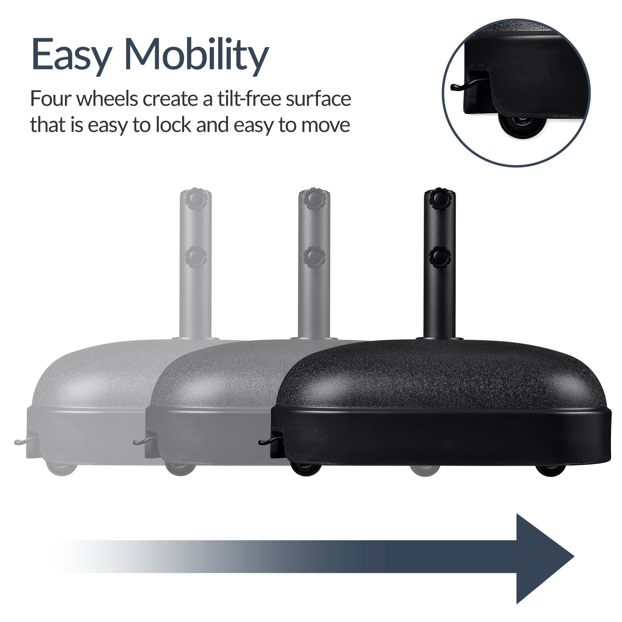 Easy Mobility

Four wheels create a tilt-free surface that is easy to lock and easy to move