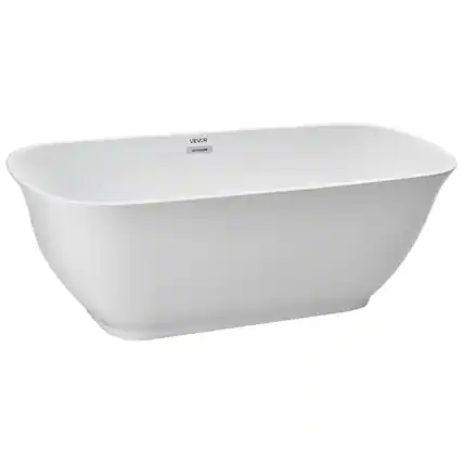 Front. VEVOR - Acrylic Freestanding Bathtub, 67 Inch Contemporary Soaking White Tub with Polished Chrome Overflow and Drain - White.