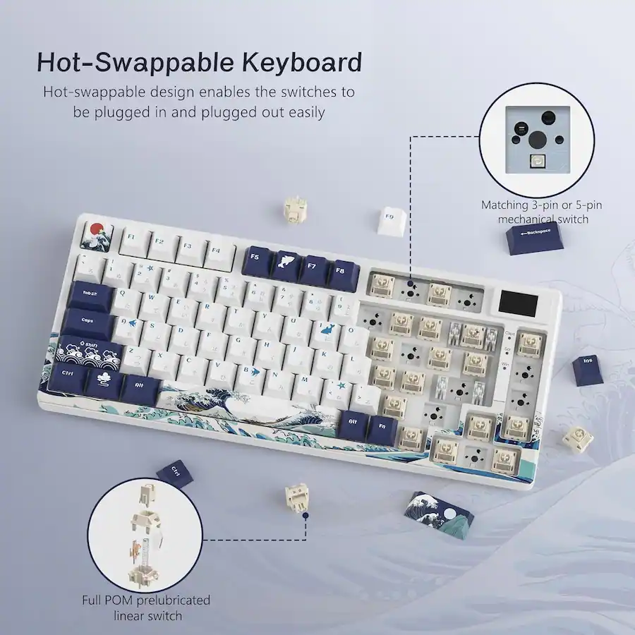 Wm80 Keyboard Womier S K80 75% Wired Mechanical Keyboard with Color Multimedia ...