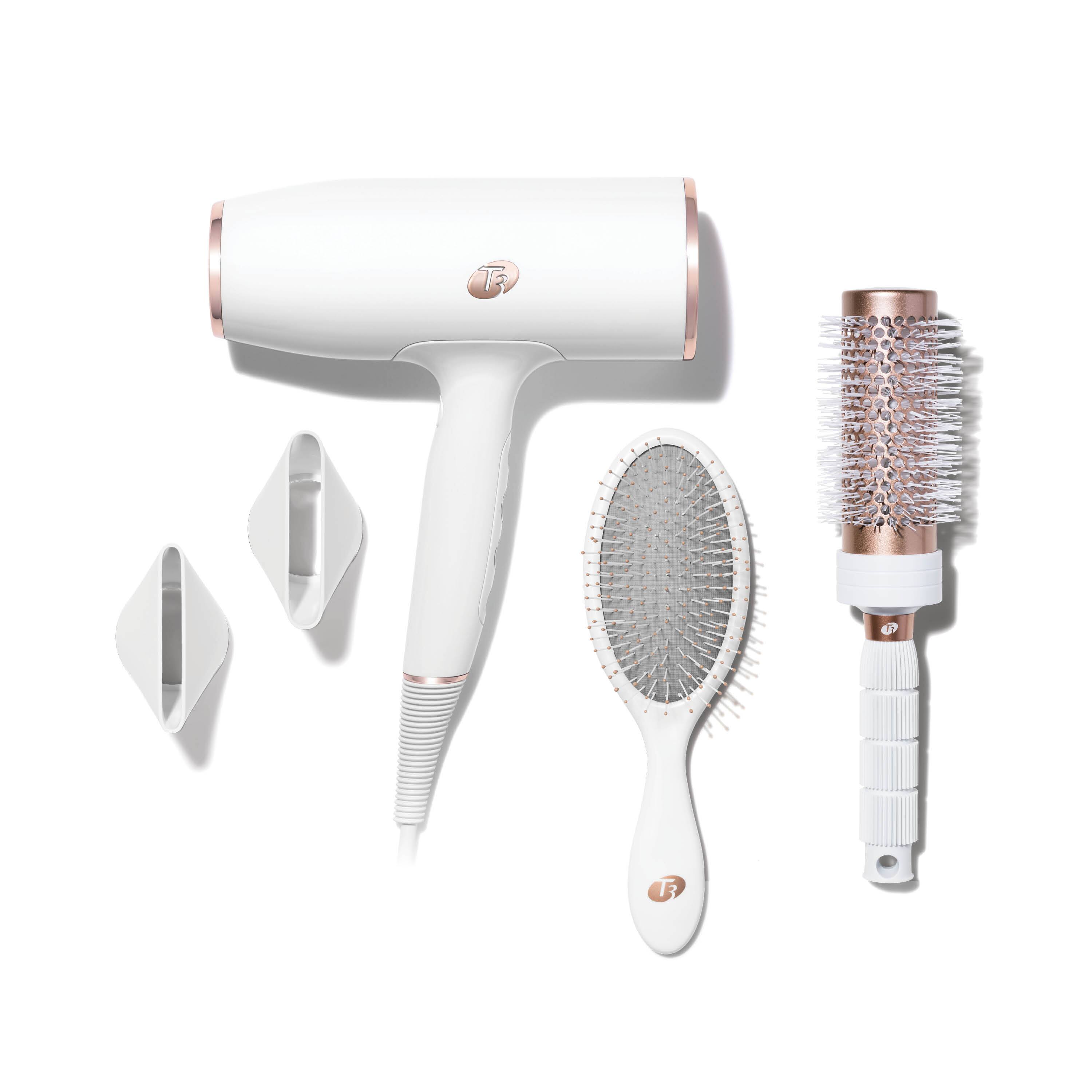Angle. T3 - T3 AireLuxe Professional Hair Dryer and Brush Set - White.