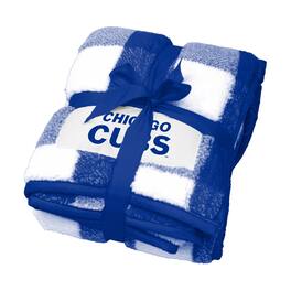 Logo Brands - Chicago Cubs 50'' x 60'' Buffalo Check Frosty Fleece Blanket - Multicolor