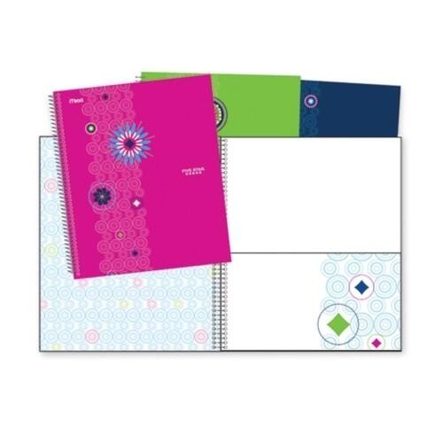Front Standard. Five Star - 1-Subject Geometric Floral Notebook.