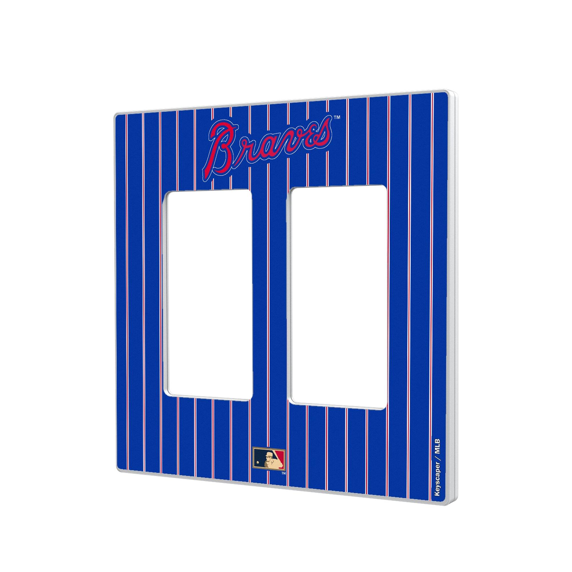 Keyscaper - Atlanta Braves 2012 Cooperstown Pinstripe Double Rocker Light Switch Plate - Multicolor