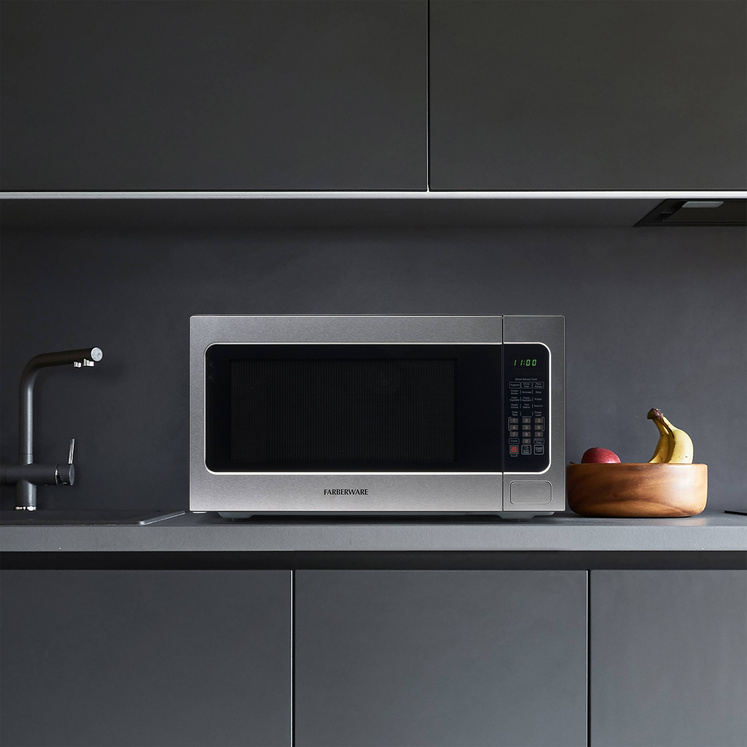 Alt View 3. Farberware - Farberware Professional 2.2 cu. ft. 1200-Watt Microwave Oven with Smart Sensor Cooking, Stainless Steel - Stainless Steel.