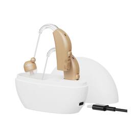 Digital Hearing Amplifier Set - Personal Sound Amplification Device, Rechargeable All-Day Battery Life by MEDca - Beige