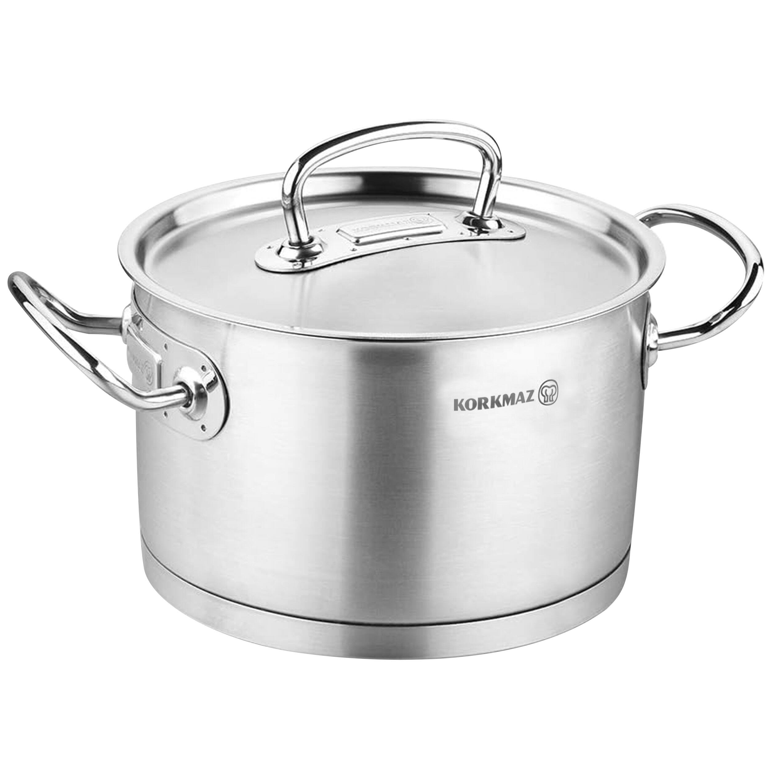 Korkmaz - Proline Professional Series 2 Liter Stainless Steel Casserole with Lid - Silver