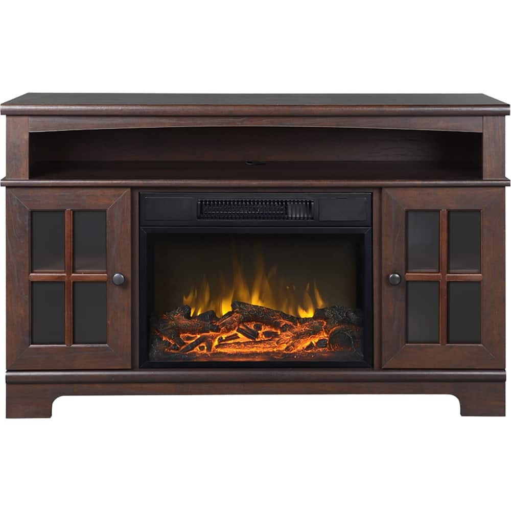 Front. Flamelux - Zarate Media Fireplace - Walnut.