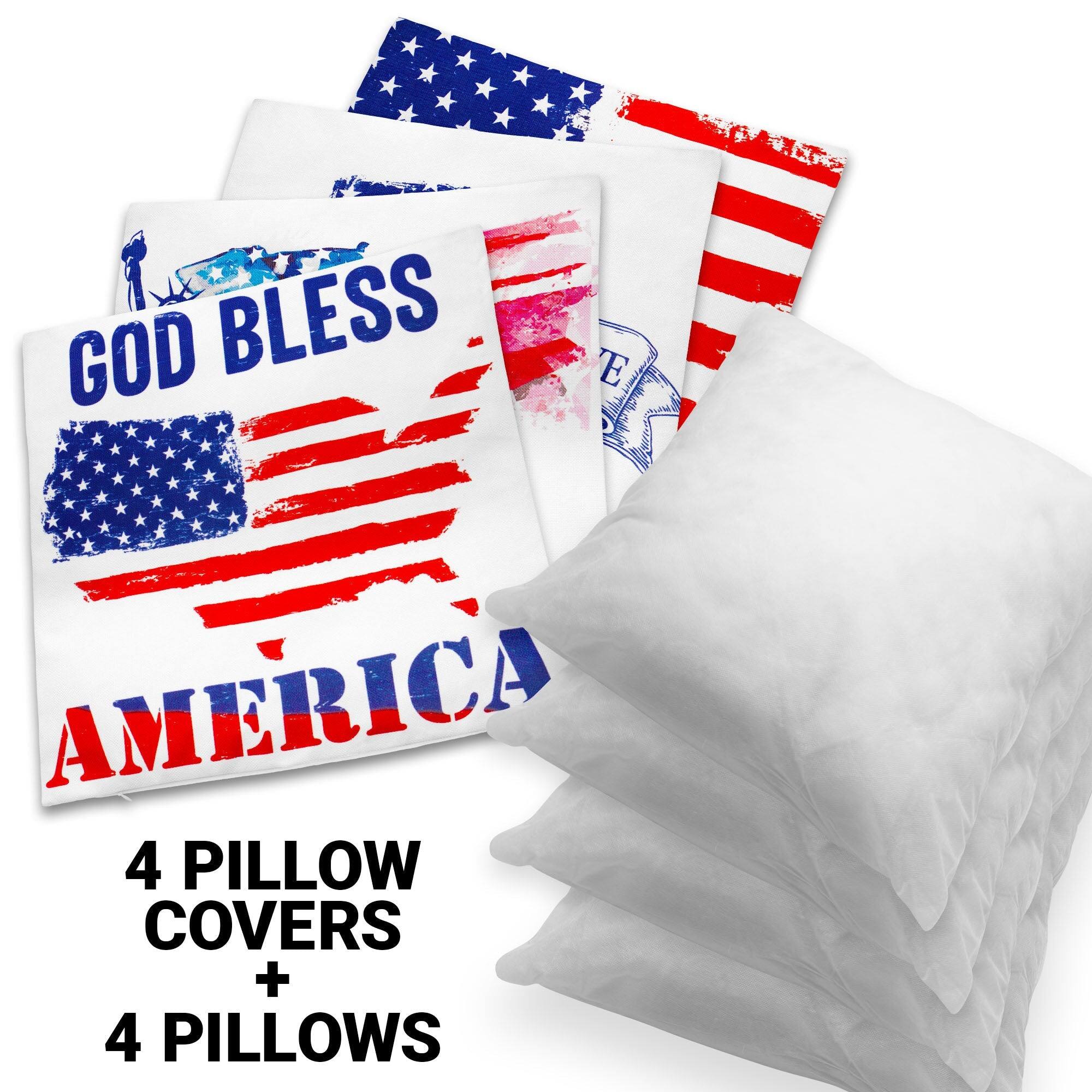 GOD BLESS AMERICA

4 PILLOW COVERS + 4 PILLOWS