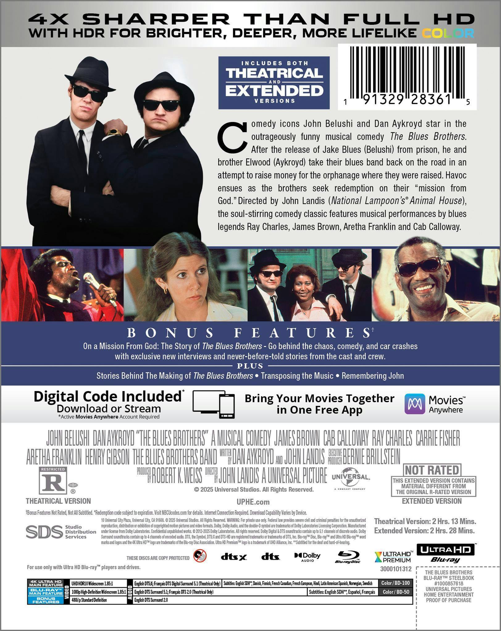 Back. The Blues Brothers (45th Anniversary) (Steelbook)   - 4K Blu-Ray.