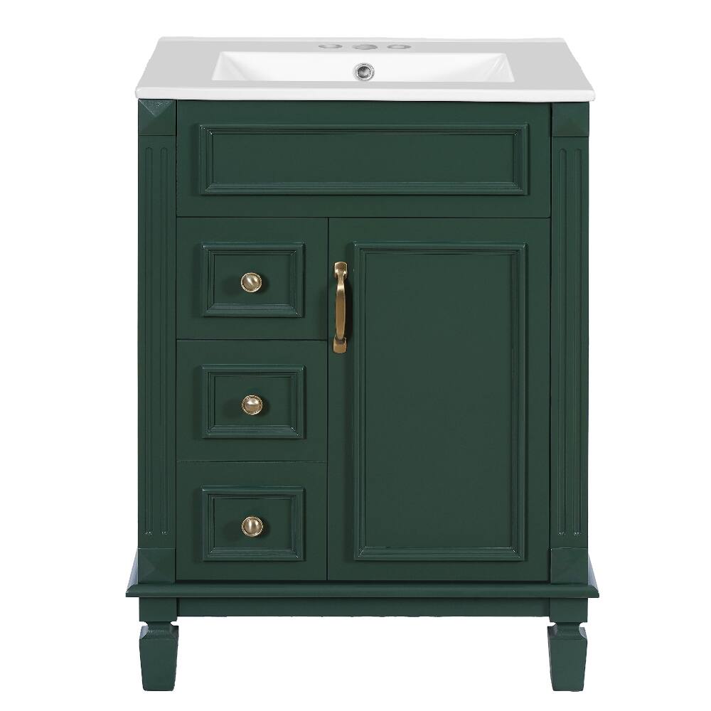 Alt View 7. Loheer - Loheer 24 inch bathroom vanity with sink Green Small Bathroom Vanity with 2 Drawers - Green.