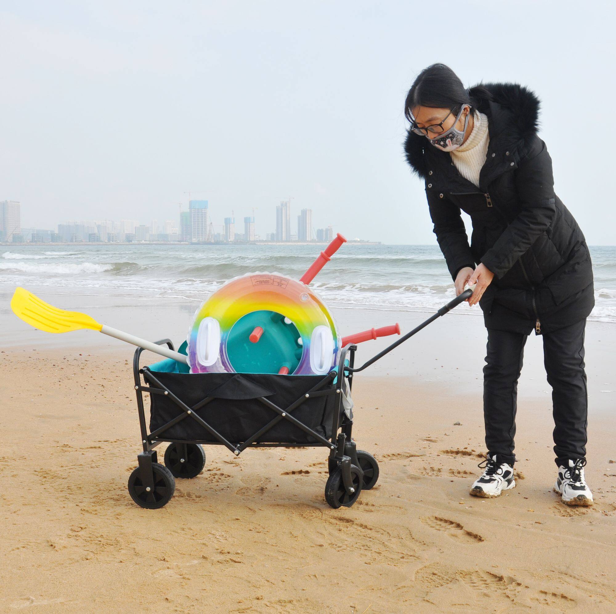 Alt View 7. Loheer - Loheer Folding Wagon Heavy Duty Utility Cart Collapsible Outdoor Beach Cart Garden Grocery Wagon.