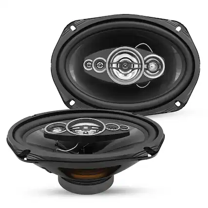 Front. 5 CORE - 5Core 6x9 Car Speaker 800W Pair 4Ohm 4 Way Coaxial Speaker Audio w Super Tweeter Universal Fit - Black.