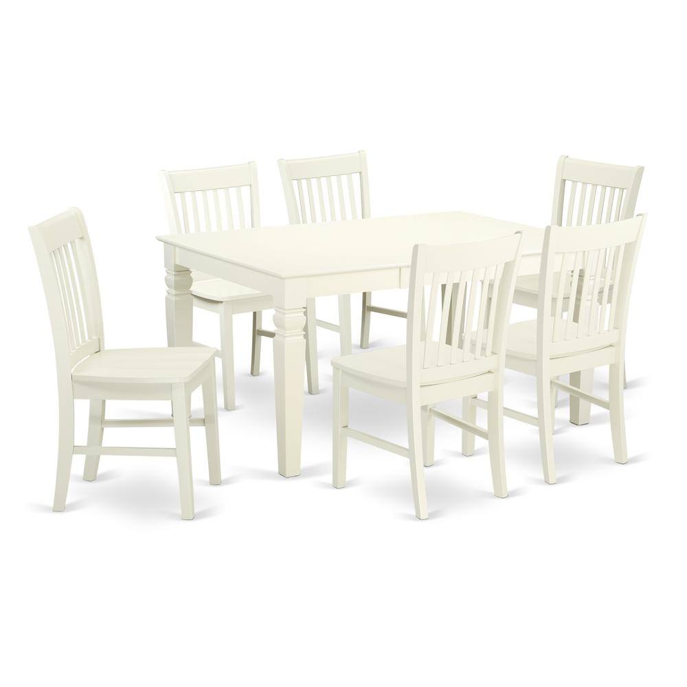 Back. East West Furniture - Dining Room Set Linen White - Brown.