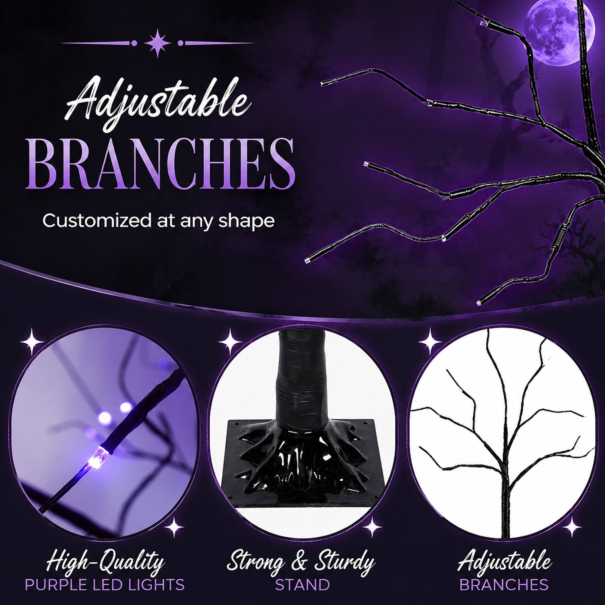Adjustable BRANCHES  
Customized at any shape  

High-Quality PURPLE LED LIGHTS  

Strong & Sturdy STAND  

Adjustable BRANCHES