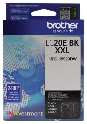 Brother - LC20EBK XL High-Yield Ink Cartridge - Black - Larger Front