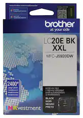 Front. Brother - LC20EBK XXL Super High-Yield Ink Cartridge - Black - Black.