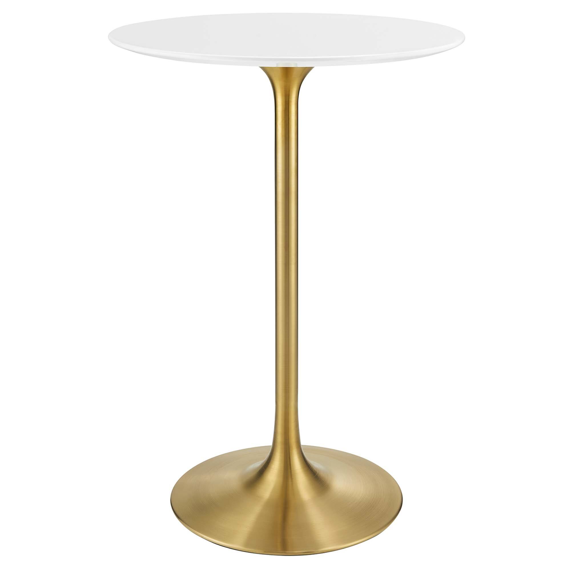 Angle. Modway - Lippa Round Wood Bar Table - Gold White.