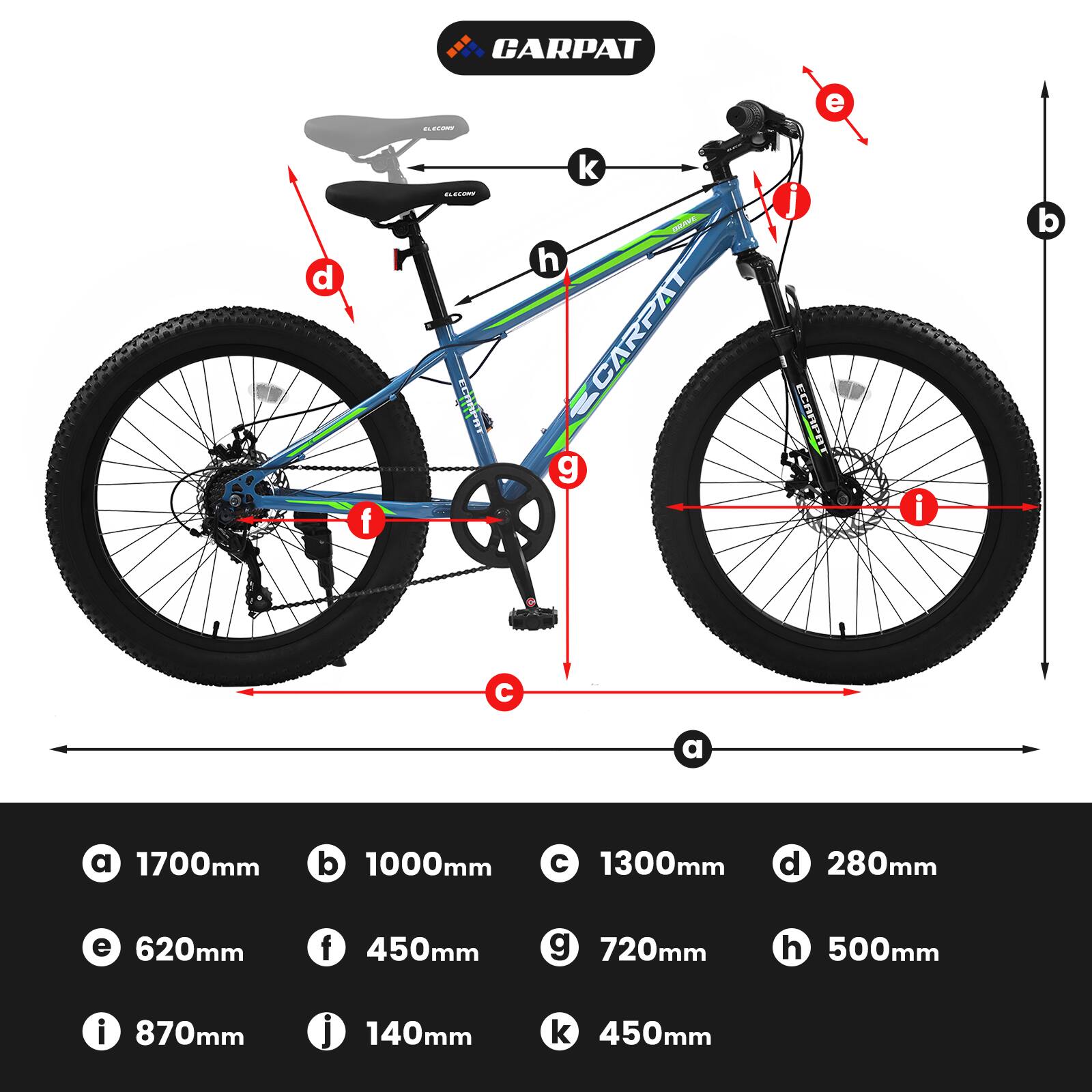 Sure, here is the corrected and grouped text:

- **GARPAT**
- **CARPAT**

**Measurements:**
- a 1700mm
- b 1000mm
- c 1300mm
- d 280mm
- e 620mm
- f 450mm
- g 720mm
- h 500mm
- i 870mm
- j 140mm
- k 450mm