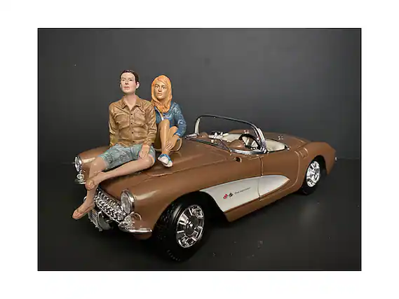 Front. American Diorama - Seated Couple Release III, 2 piece Figurine Set for 1/18 Scale Models by American Diorama - Multi.